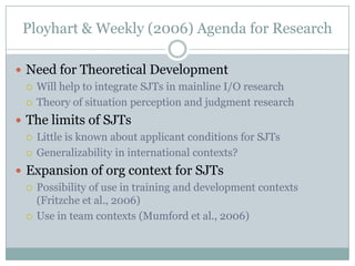 What do we know about SJTs?Conclusions