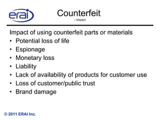 Counterfeit Risk Avoiding Counterfeit Risk | PPT