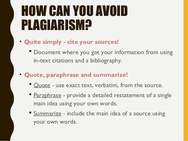 avoiding plagiarism in my thesis