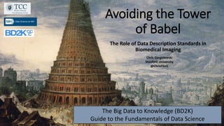 Avoiding the Tower
of Babel
The Role of Data Description Standards in
Biomedical Imaging
Chris Gorgolewski
Stanford University
@ChrisFiloG
The Big Data to Knowledge (BD2K)
Guide to the Fundamentals of Data Science
 