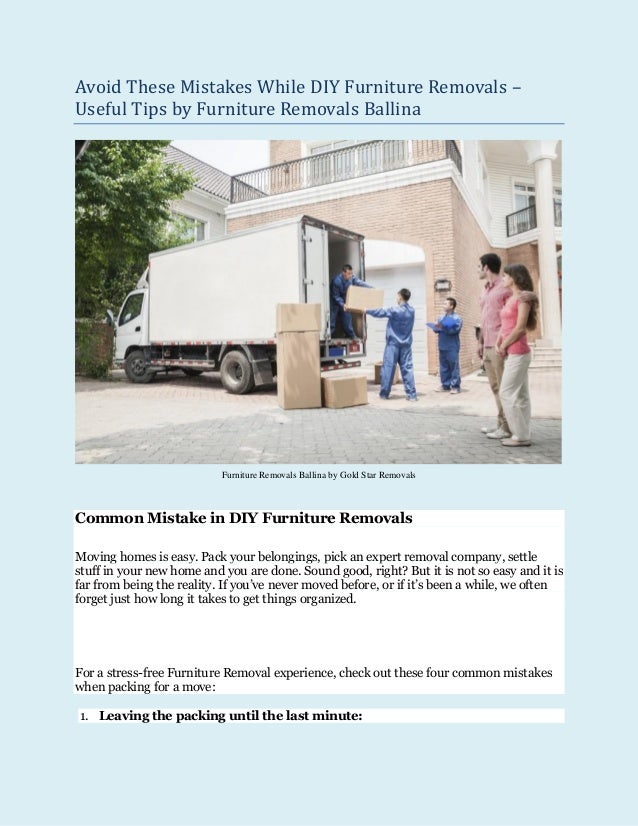 Diy Furniture Removals Tips By Furniture Removals Ballina Expert