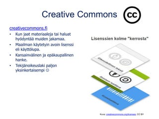 Tämä dia on muunnelma Tarmo Toikkasen tarmo.fi CC BY-SA -lisensoidusta teoksesta: Tekijänoikeudet ja Creative Commons data...