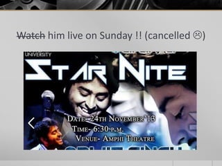 Watch him live on Sunday !! (cancelled )

 