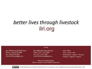 Meat and Veg: Livestock and vegetable researchers are natural, high-value, partners in work for the well-being of the world’s poor 