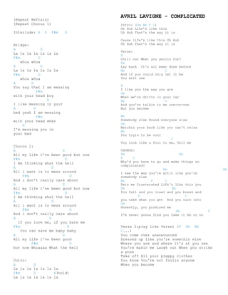 Avril Lavigne Chords