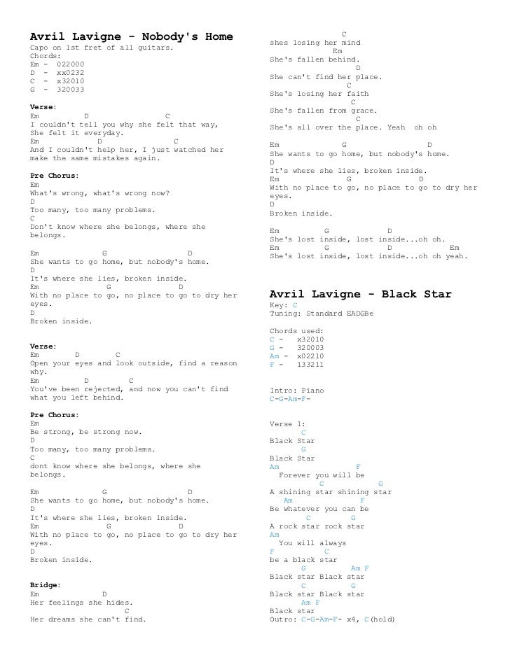 Avril Lavigne Chords Avril Lavigne Chords