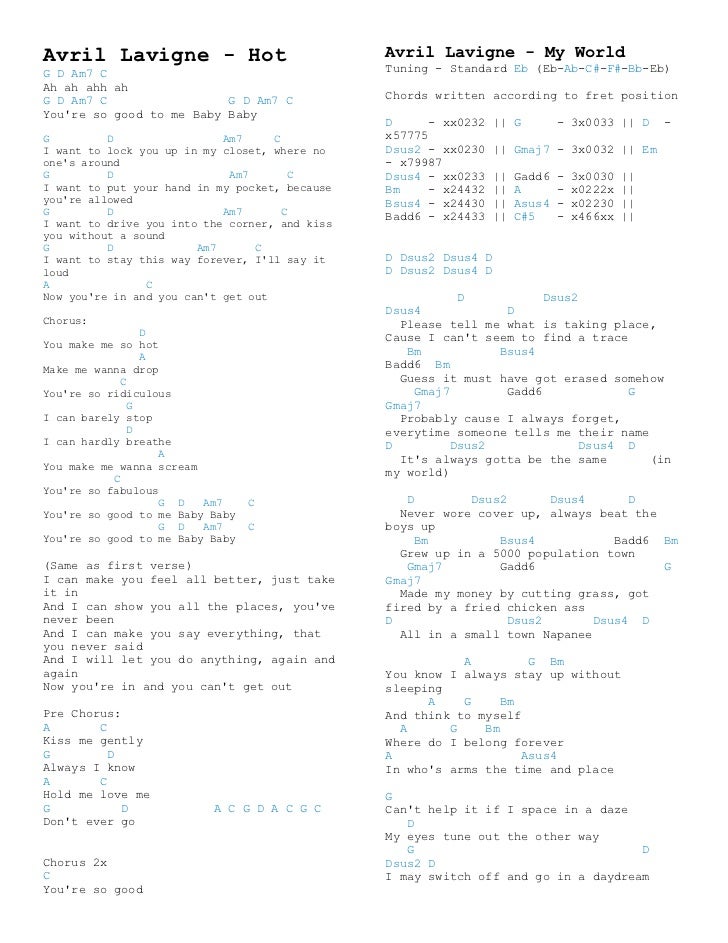 Avril Lavigne Chords Avril Lavigne Chords