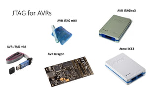 Training	
  kit	
  content
AVR	
  JTAG	
  mkI
Atmega128	
  custom
devboard
ESP8266	
  “WiFi to	
  serial”
Arduino
 