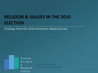 RELIGION & VALUES IN THE 2010 ELECTION Findings from the 2010 American Values Survey 