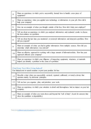 Technician Interview Questions Examples Av technician interview questions | DOCX
