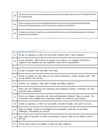 Technician Interview Questions Examples Av technician interview questions | DOCX