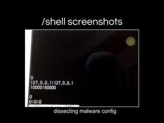 /shell screenshots
dissecting malware config
 