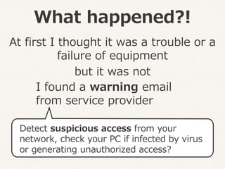 What happened?!
At first I thought it was a trouble or a
failure of equipment
but it was not
I found a warning email
from ...