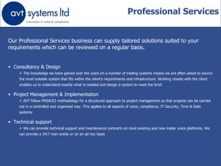 AVT Systems Ltd - Solutions & Services | PPT