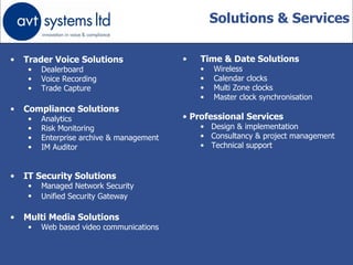 AVT Systems Ltd - Solutions & Services | PPT