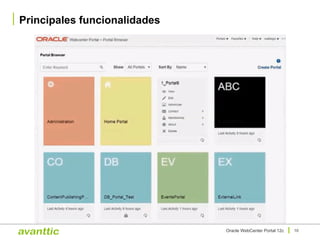 Principales funcionalidades
10Oracle WebCenter Portal 12c
 