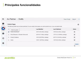 Principales funcionalidades
21Oracle WebCenter Portal 12c
 