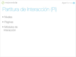 Partitura de Interacción (Pi)
• Niveles
• Páginas
• Módulos de
Interacción

 