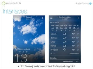 Interfaces

• http://www.jbarahona.com/la-interfaz-es-el-negocio/

 