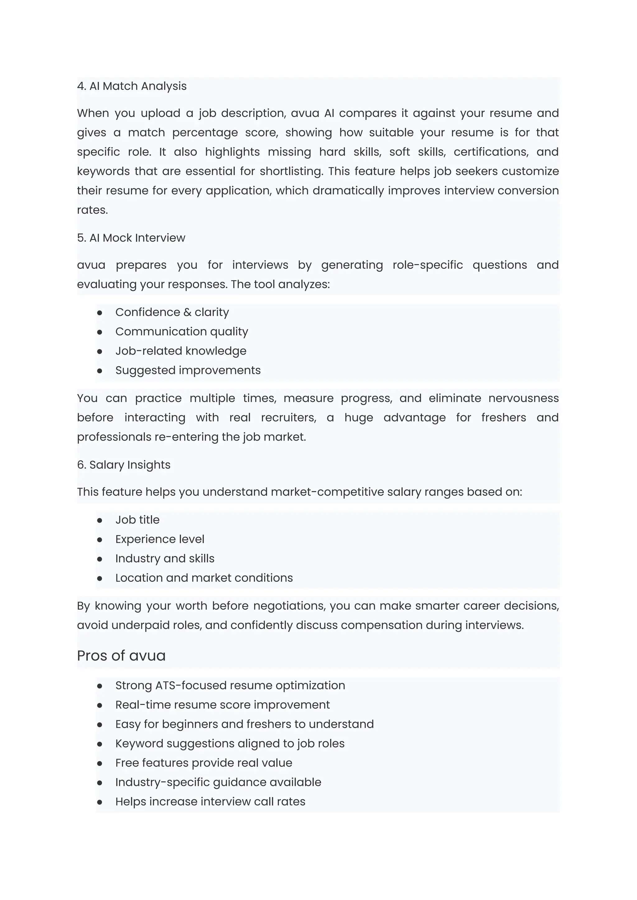 avua Review: Pros Cons Features How It Helps You Beat the ATS PDF