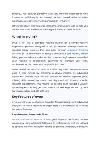 avua vs Enhancv_ Which Is the Best Resume Builder in 2025 | PDF