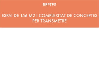 REPTES
!

ESPAI DE 156 M2 I COMPLEXITAT DE CONCEPTES
PER TRANSMETRE

 