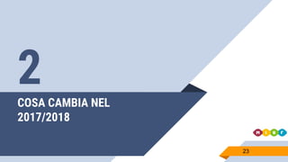 COSA CAMBIA NEL
2017/2018
23
2
 