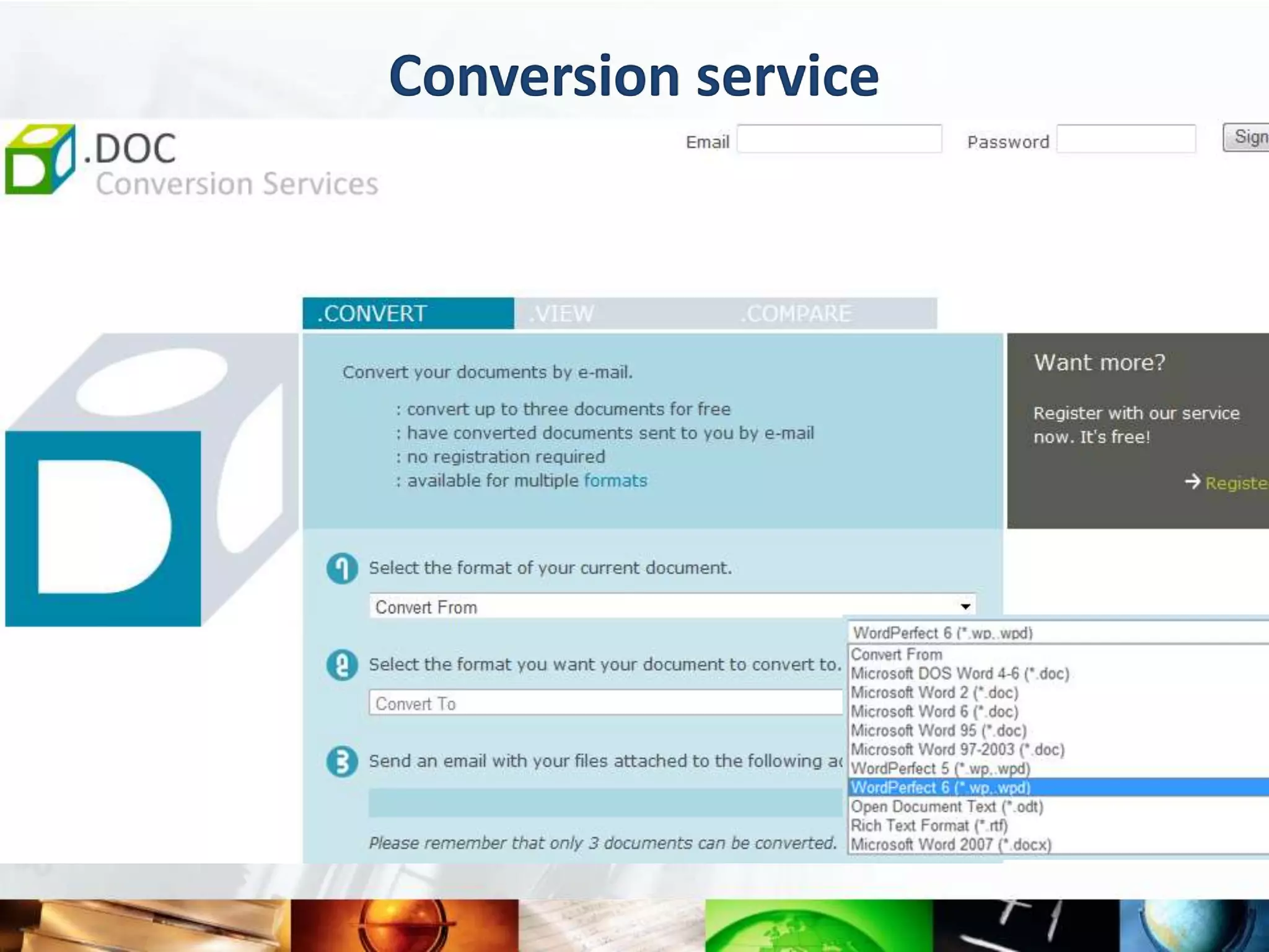 Conversion service
 