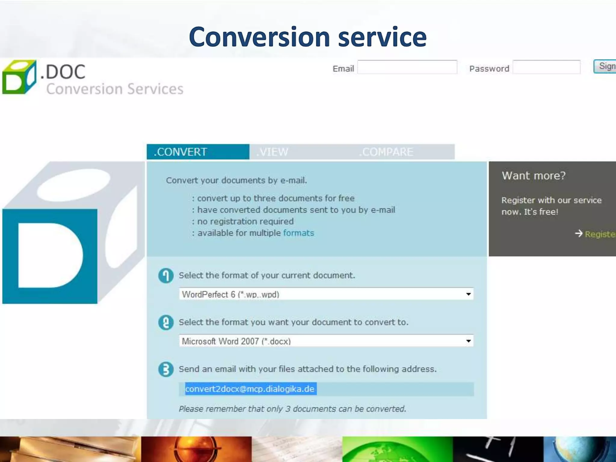 Conversion service
 