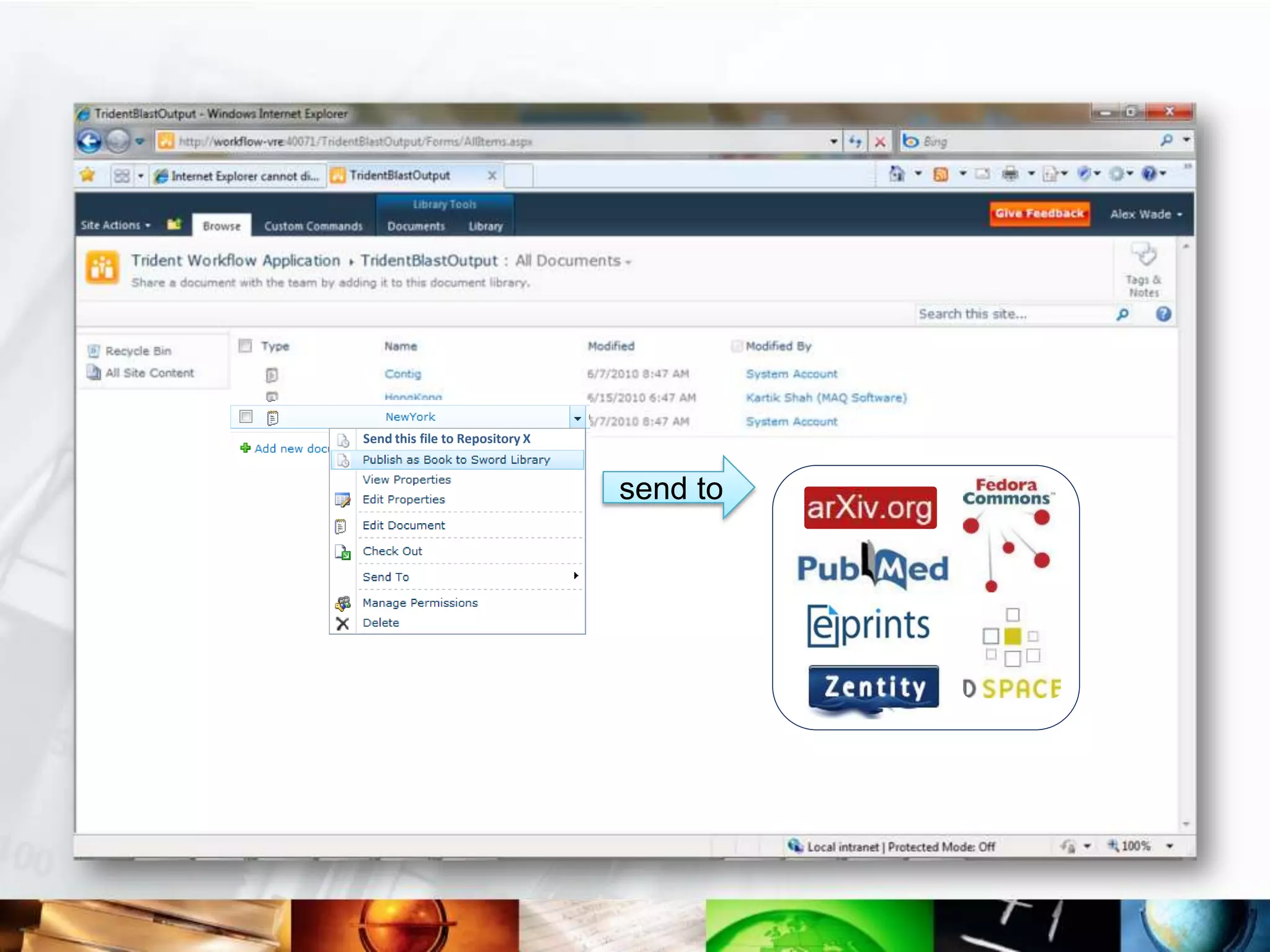 Send this file to Repository X


                                 send to
 