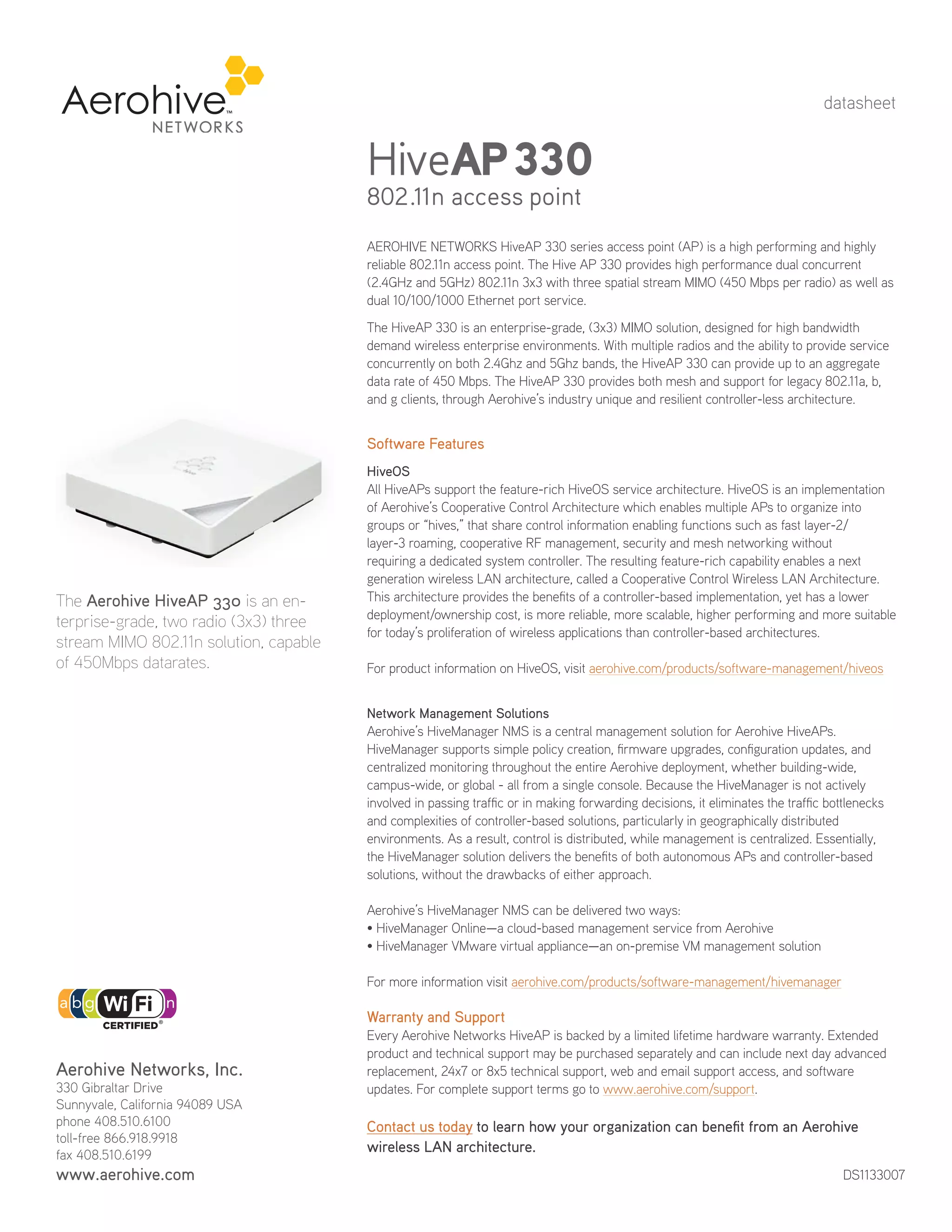 Aw aerohive ap 330 PDF
