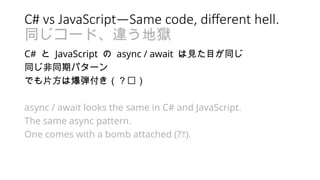 その await 順序 C# では安全 Node.js では致命的 Chrome では？ | PPTX