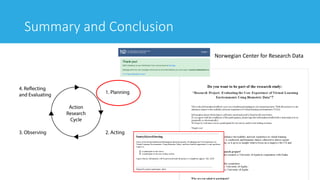 Summary and Conclusion
33
Norwegian Center for Research Data
 