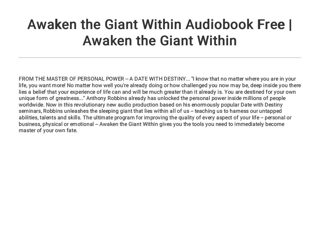 Awaken The Giant Within Audiobook Free Awaken the Giant Within Audiobook Free | Awaken the Giant Within