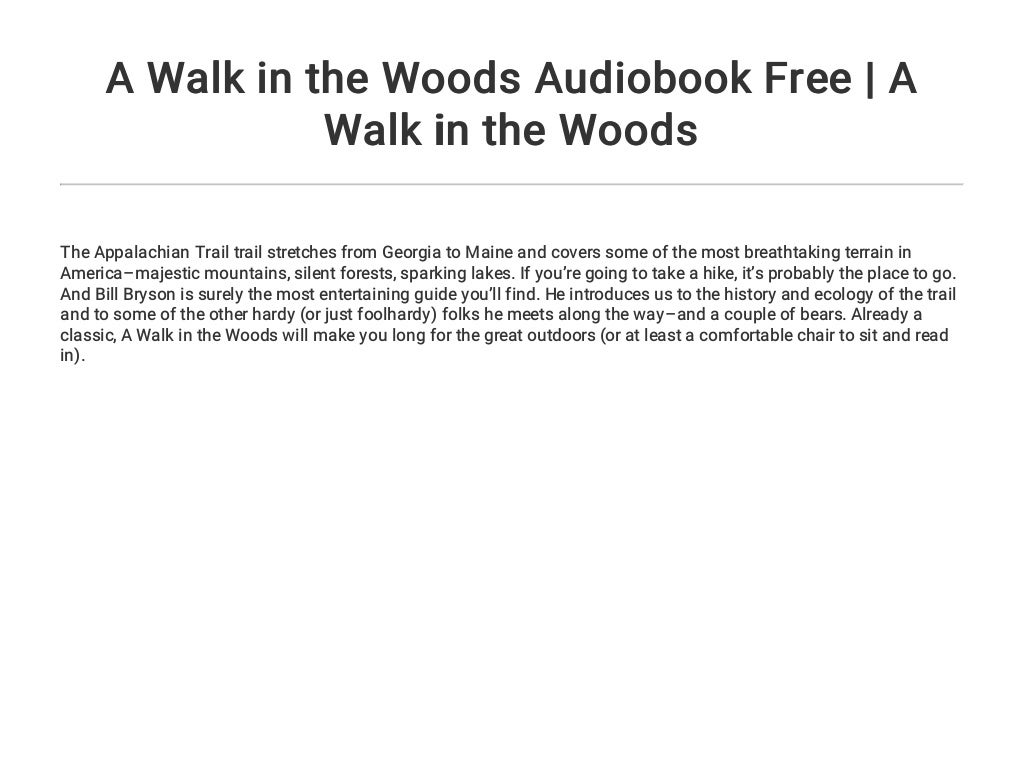 A Walk In The Woods Audiobook Free A Walk In The Woods