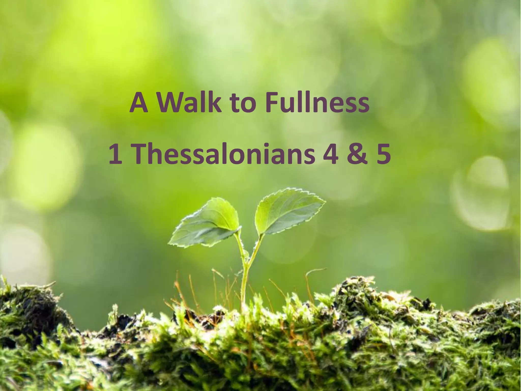 A Walk to Fullness
1 Thessalonians 4 & 5
