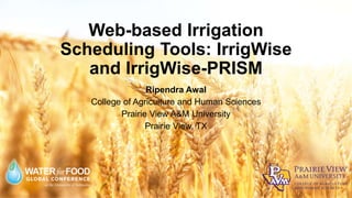 Web-based Irrigation
Scheduling Tools: IrrigWise
and IrrigWise-PRISM
Ripendra Awal
College of Agriculture and Human Sciences
Prairie View A&M University
Prairie View, TX
 