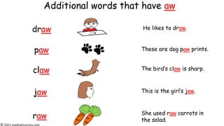 How to teach digraphs aw and au - both have the same sound an can be ...