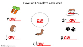 How to teach digraphs aw and au - both have the same sound an can be ...