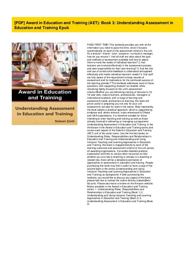 [PDF] Award in Education and Training (AET) Book 3 Understanding As…