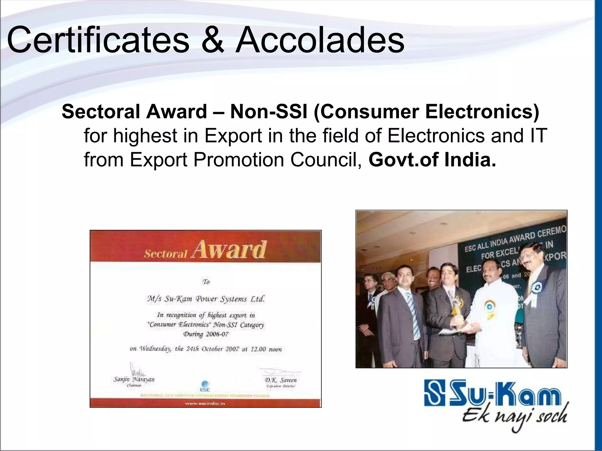 Sectoral Award for Exports
