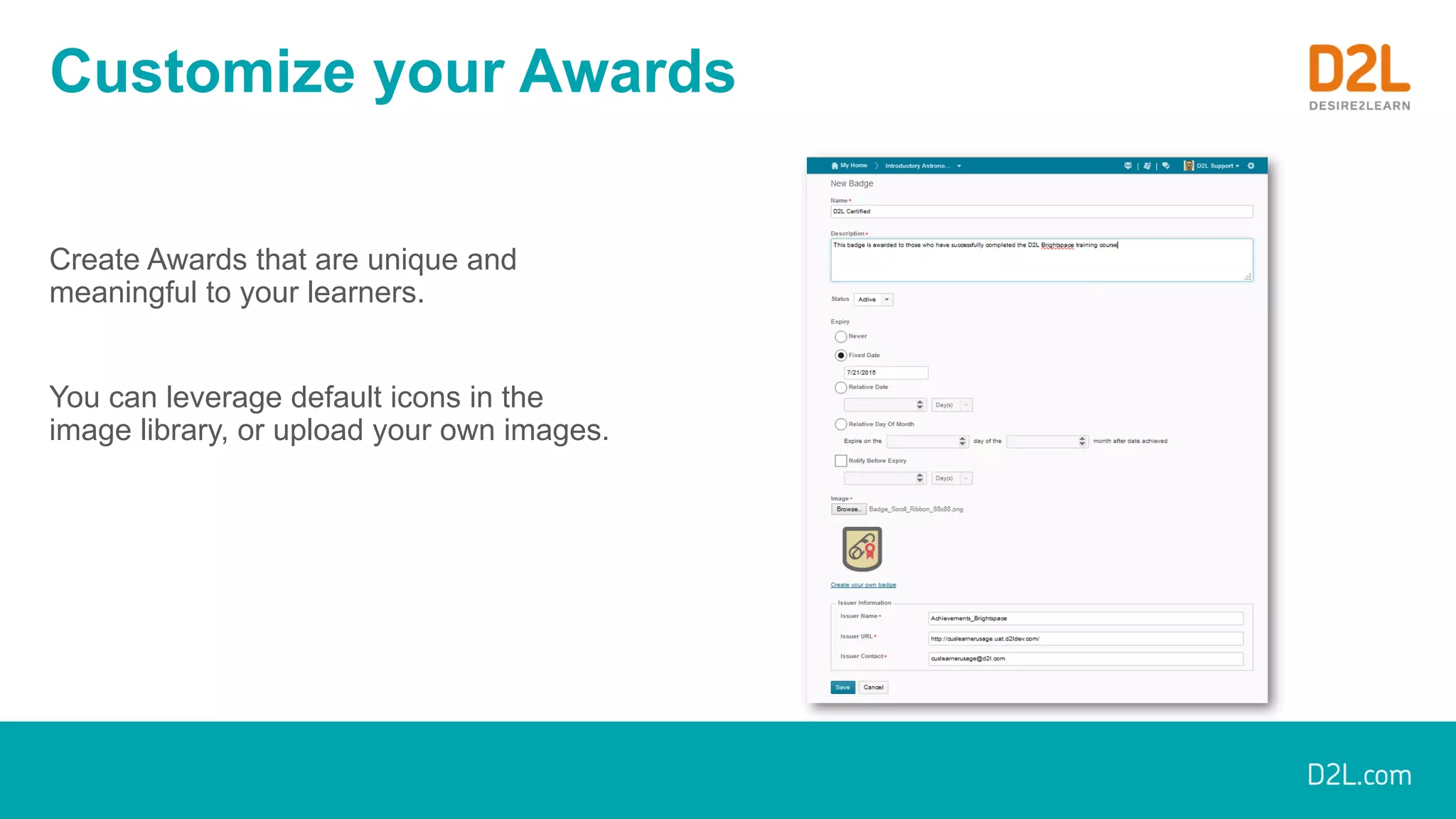 D2L Awards Tool - Badging, Certificates, Microcredentialing | PDF
