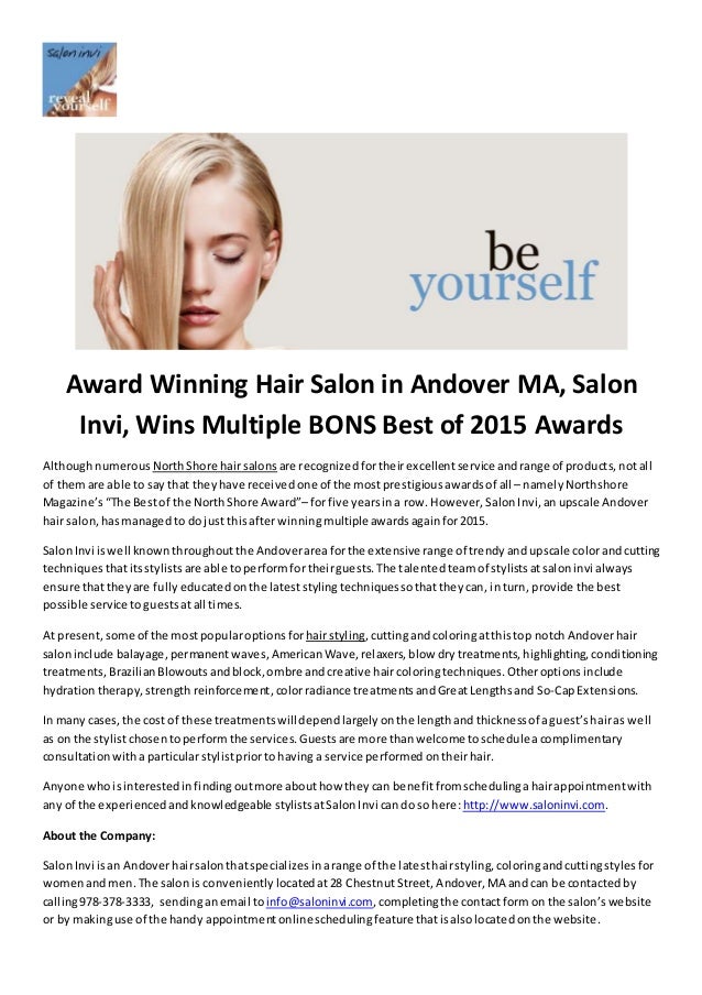Award winning hair salon in andover ma, salon invi, wins multiple bons