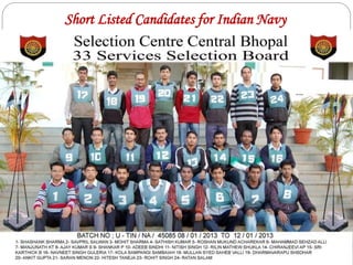 Short Listed Candidates for Indian Navy
 