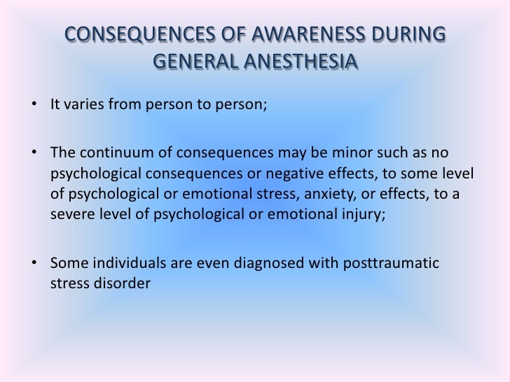 Dissertation awareness under general anesthesia