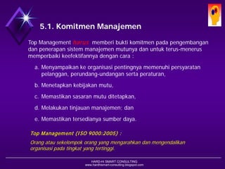 HARD-Hi SMART CONSULTING 
www.hardhismart-consulting.blogspot.com 
5.1. Komitmen Manajemen 
Top Management harusmemberi bu...