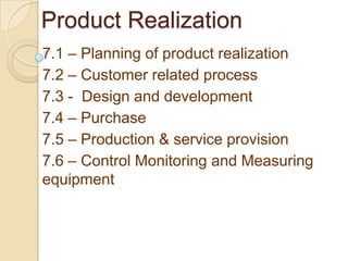 Prodction Realisation Awareness of qms | PPTX
