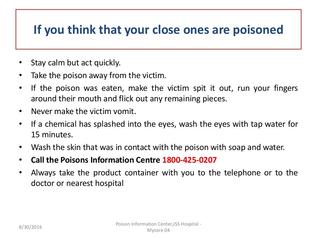 FIRST AID MEASURES IN POISONING
