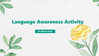 Language Awareness Activity
BY TING LEI (Jenny)
 