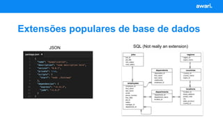 Extensões populares de base de dados
SQL (Not really an extension)
JSON
 
